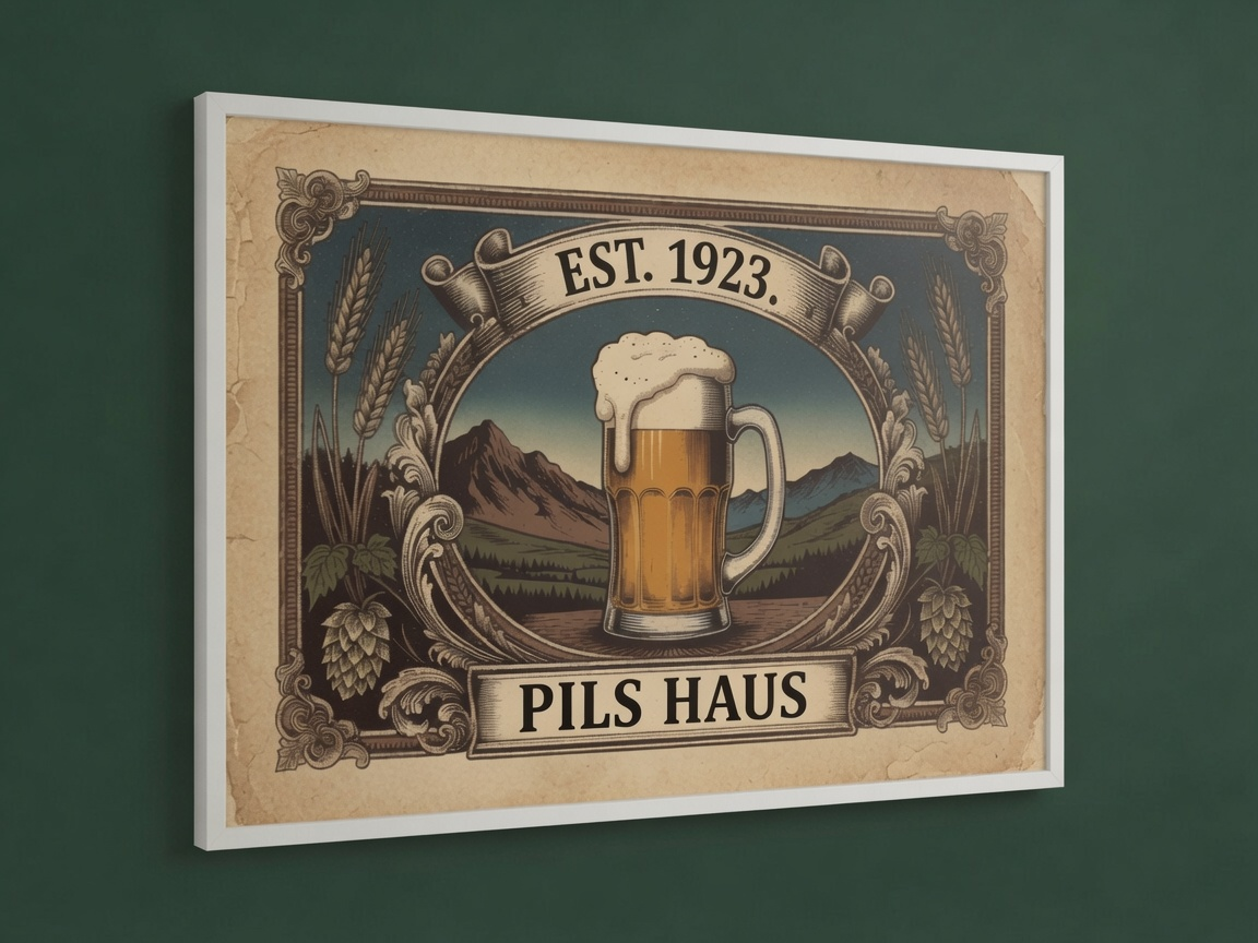 Pils Haus Rolled Poster — Pils Haus German Vintage Beer Print (Est. 1923)