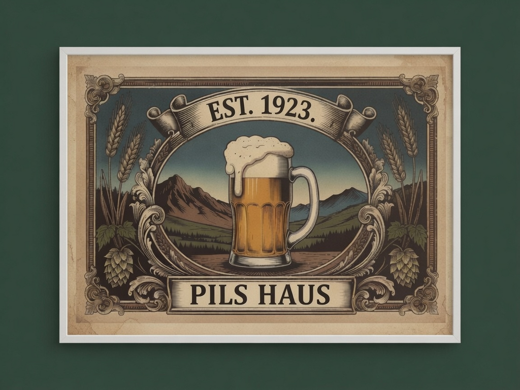 Pils Haus Rolled Poster — Pils Haus German Vintage Beer Print (Est. 1923)
