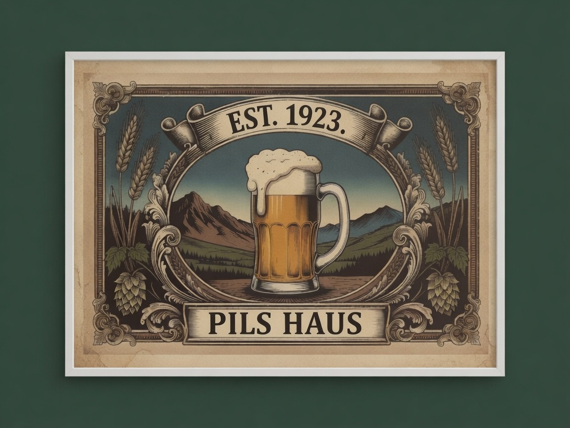 Pils Haus Rolled Poster — Pils Haus German Vintage Beer Print (Est. 1923)