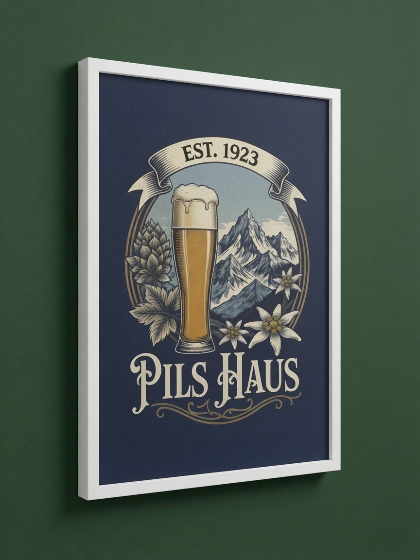 Pils Haus Rolled Poster — Pils Haus Alps Vintage Beer Print (Est. 1923)