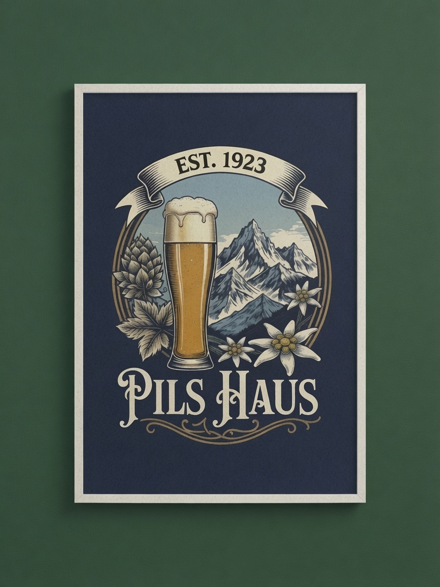 Pils Haus Rolled Poster — Pils Haus Alps Vintage Beer Print (Est. 1923)
