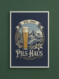 Pils Haus Rolled Poster — Pils Haus Alps Vintage Beer Print (Est. 1923)