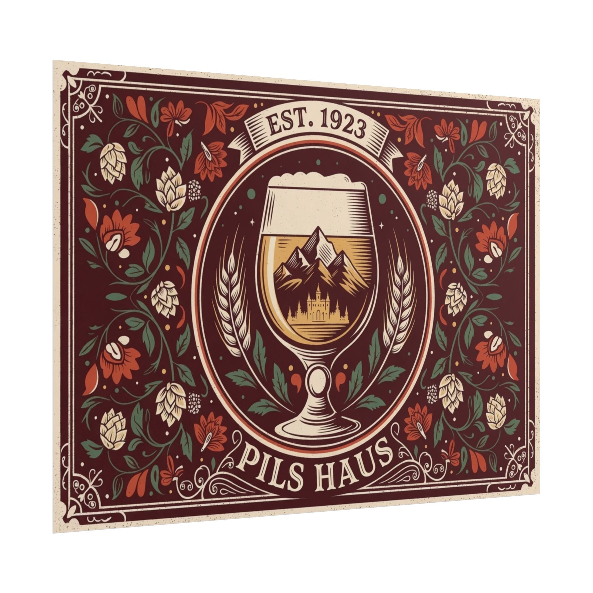 Pils Haus Rolled Poster — Floral Crest Vintage